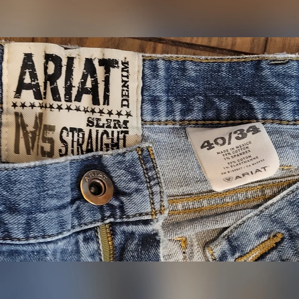 Ariat M5 Straight Slim Medium Wash Jeans 40x34 - Picture 8 of 13